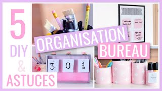 5 DIY amp ASTUCES FACILES  BUREAU  Rangement amp Organisation [upl. by Vookles]