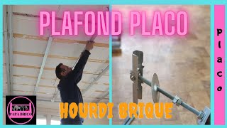 COMMENT POSER UN PLAFOND PLACO SOUS HOURDI BRIQUE EN SUSPENTE BASCULE [upl. by Akiem]