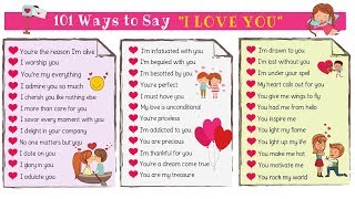 101 Super Cute Ways To Say I LOVE YOU in English  Love Messages [upl. by Retsub]