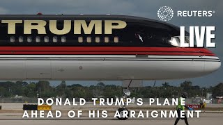 LIVE View of Donald Trumps plane ahead of his arraignment on April 4 [upl. by Aiciram]