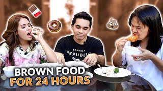 EATING BROWN FOOD FOR 24 HOURS CHALLENGE  HASH ALAWI [upl. by Klehm]