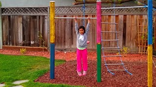 DIY Backyard Jungle Gym Bar Without Concrete  DIY Gymnastics bar for kids  Backyard DIY [upl. by Repsag]