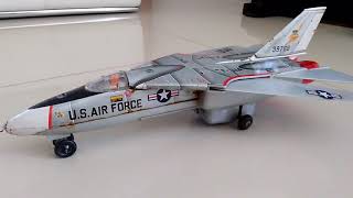 TNNomura Japan – Tinplastic batteryoperated Grumman F111A Jet Fighter Vintage [upl. by Barbi]