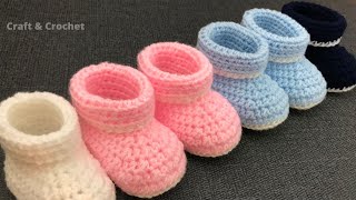 Easy crochet baby bootiescrochet baby shoescraft amp crochet boots 2301 [upl. by Meensat547]