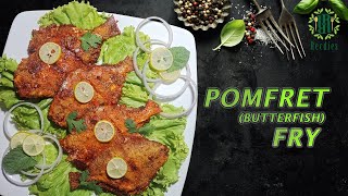 Pomfret Fish Fry Recipe  Butterfish  Masala Fried Pomfret Recipe [upl. by Atiseret52]