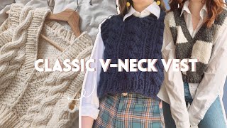 Knit a Classic VNeck Vest  StepbyStep DIY Knitting Pattern [upl. by Di256]