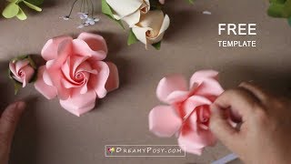 Free template Paper Rose tutorial updated version [upl. by Nnylak578]