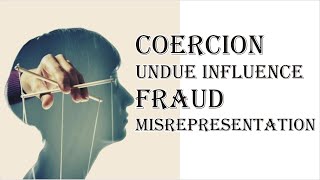 Coercion Undue Influence Fraud Misrepresentation  Indian Contract Act 1872  Law Guru [upl. by Laban215]