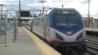 United States Amtrak amp NJ Transit Trains at Newark Airport Station [upl. by Leeban]