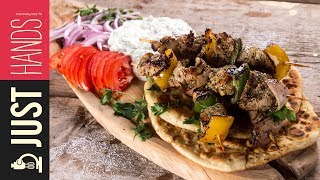 Greek pork souvlaki  Akis Petretzikis [upl. by Eilitan926]