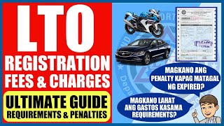 LTO FEES amp CHARGES SA RENEWAL NG REHISTRO  ULTIMATE GUIDE  REQUIREMENTS amp PENALTIES [upl. by Zebedee]