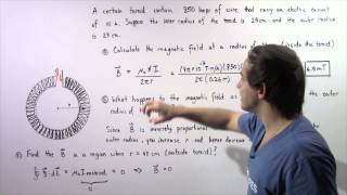 Magnetic Field Inside and Outside Toroid Example [upl. by Etteb]