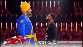 Bir Khalsa Indian Danger Act Nearly KILL Each Other On Stage  Americas Got Talent [upl. by Hnib333]