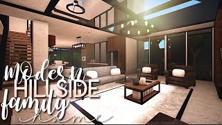 ROBLOX  Bloxburg Modern Hillside Family Home 100k  No Large Plot  House Build [upl. by Eenwahs]