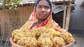 Murir Moa Cooking by Rural Women  Puffed Rice Balls with Jaggery Recipe Indian Village Food [upl. by Elvin]