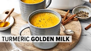 GOLDEN MILK TURMERIC MILK  dairyfree vegan golden milk recipe [upl. by Dowdell]