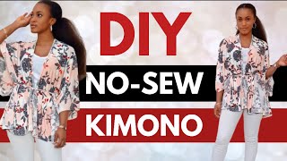 HOW TO MAKE A KIMONO  NoSew  Easy DIY [upl. by Eugor]