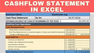 Make Cash Flow Statement in Excel [upl. by Ateerys]