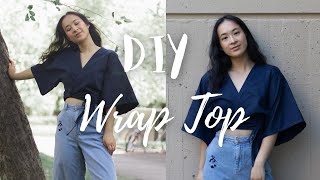 DIY Kimono Sleeve Wrap Top  EASY Sewing Tutorial [upl. by Nunnery480]