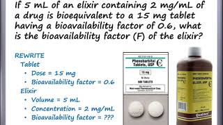 Calculations  Bioavailability and Pharmacokinetics [upl. by Fiel244]