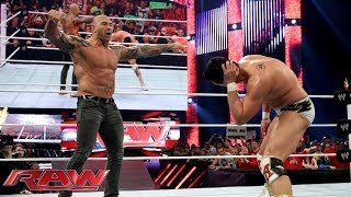 Batista attacks Alberto Del Rio Raw Jan 20 2014 [upl. by Zaneta]