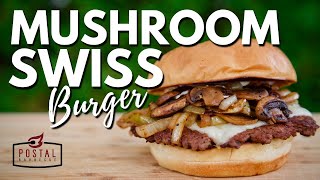 Mushroom Swiss Burger Recipe  Easy Homemade Mushroom Smashburger [upl. by Arrol]