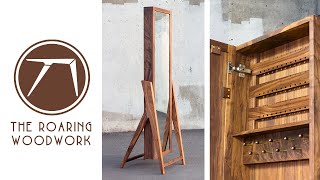 Making A Jewelry Armoire  Standing Mirror  MidCentury Modern Woodworking  My First Etsy Sale [upl. by Yelena]