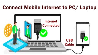 How to connect internet with usb cable in pc  Andoid usb tethering with windows 10 PC Laptop [upl. by Nnayram609]