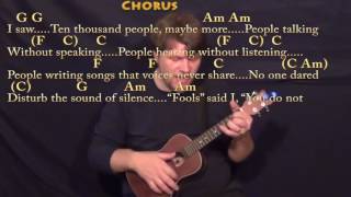 The Sound of Silence Simon amp Garfunkel Ukulele Cover Lesson in Am with ChordsLyrics [upl. by Corley]