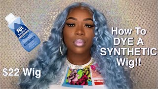 How to DYE a SYNTHETIC Wig  WATER COLOR METHOD [upl. by Mallina]