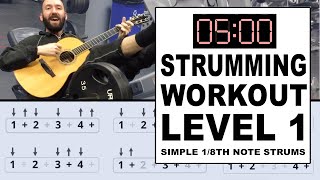 5 Minute Beginner Strumming Workout amp Technique Lesson How to StrumTutorial [upl. by Maril]