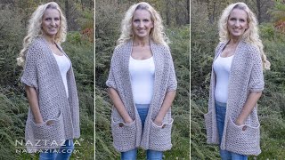 HOW to CROCHET POCKET SHAWL  Easy Wrap with Pockets by Naztazia [upl. by Eceinaj]