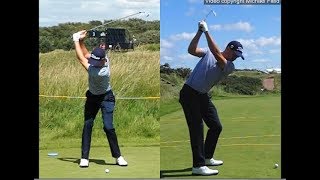 Justin Thomas golf swing  Long Iron faceon amp downtheline July 2017 [upl. by Zinah572]