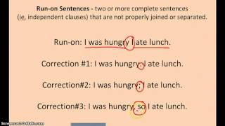 Grammar Lesson 23 1 Run ons Comma Splices and Fragments [upl. by Matthei]