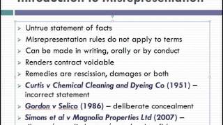 Misrepresentation Lecture 1 of 4 [upl. by Chute447]