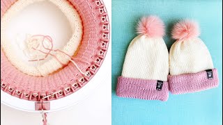 How to Knit quotMommy and Mequot Sized Hats on a Knitting Machine [upl. by Doowrehs]