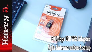 USB Wifi Adapter AC600Mbps 5ghz unbox amp setup [upl. by Brunn]