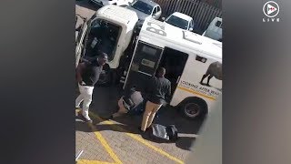 Armed cashintransit robbery caught on camera in Pretoria [upl. by Anoerb]