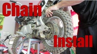 Motorcycle Chain Install  Honda CRF  Back in the Garage [upl. by Lalittah990]