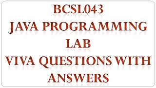 BCSL043 Java programming Lab Viva questions with answers [upl. by Whalen]