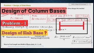 Problem 1 Design of Slab Base  Design of Column Bases  Design of Steel Structures [upl. by Farland427]