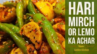 Hari Mirch Or Nimbu Ka Achar  Green Chili Lemon Pickle Recipe  Golden Kitchen [upl. by Ueihttam]