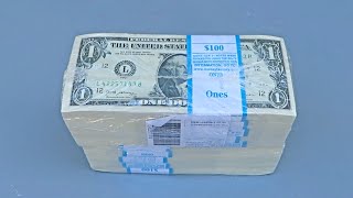 Unboxing 1000 BRICK 1 One Dollar Bills [upl. by Gnirol791]