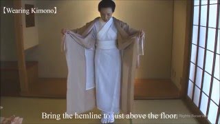 KITSUKE How to wear Kimono 【Part2】putting on Kimono [upl. by Llehsar]