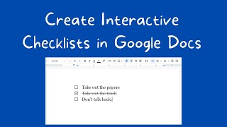 Create Interactive Checklists in Google Docs [upl. by Omar]